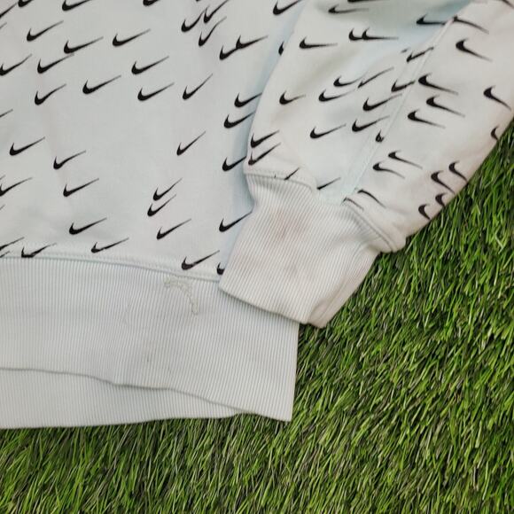 NIKE Swoosh AOP Hoodie Womens Large 20x21 Boxy Blue - Picture 16 of 16